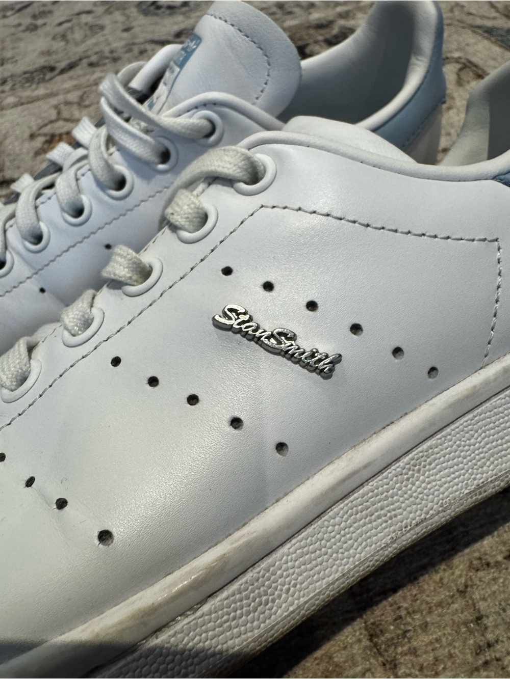 Adidas Stan Smith Sneakers - White with Light Blue